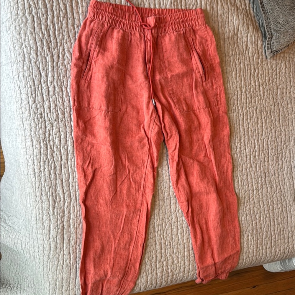 Athleta Linen Retreat Joggers (coral)